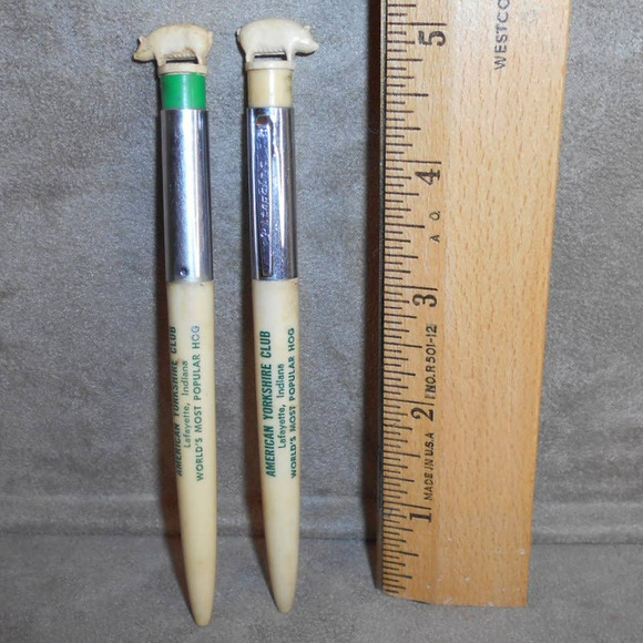 Ritepoint American Yorkshire Club Ballpoint Pen Lot Lafayette IN Pig Topper - Picture 4 of 6